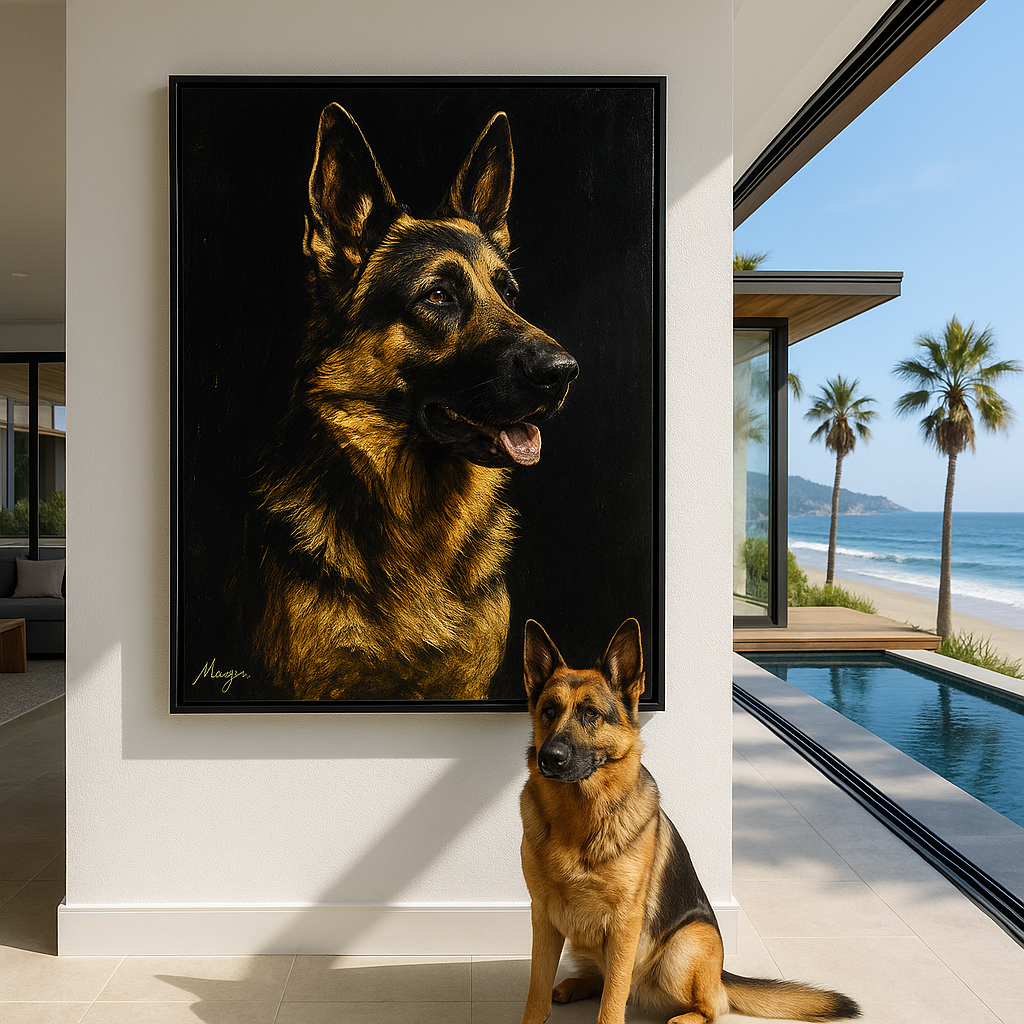 Custom Pet Portrait – Gold and Black Pet Portrait