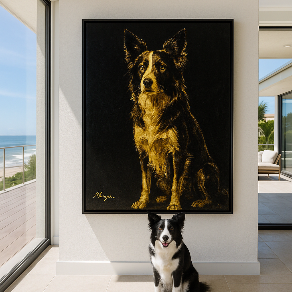 Custom Pet Portrait – Gold and Black Pet Portrait