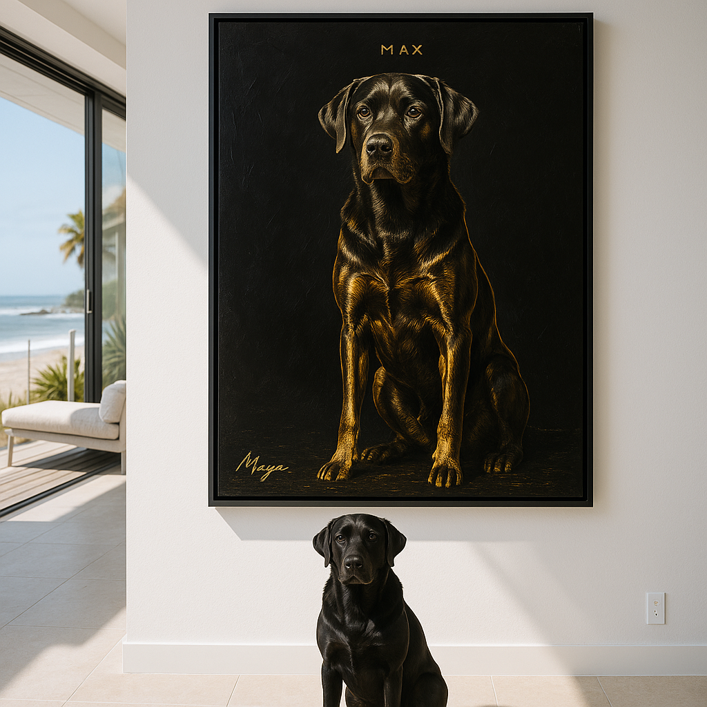 Custom Pet Portrait – Gold and Black Pet Portrait