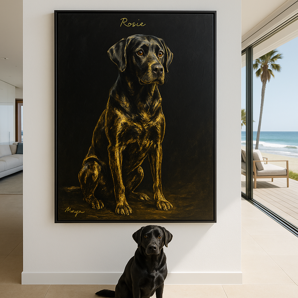 Custom Pet Portrait – Gold and Black Pet Portrait